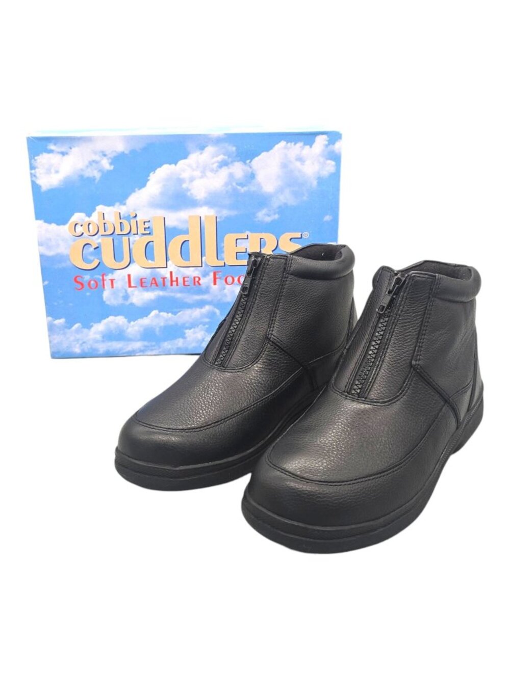 Cobbie Cuddlers Woman's 9.5 W Black Comfort Leather Zip Boots Shoes 27920
